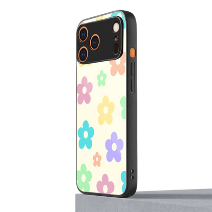Floral Mosaic iphone 17 pro mobile cover | shockproof glass phone case