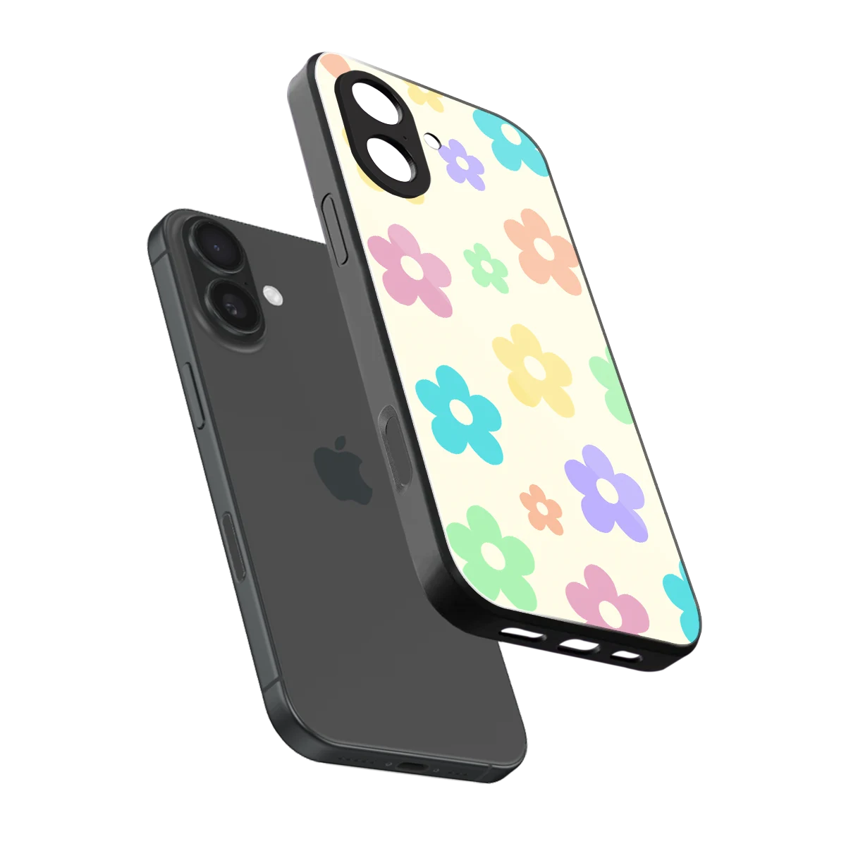 Floral Mosaic sleek iphone 17 cover with tempered glass back and TPU edges