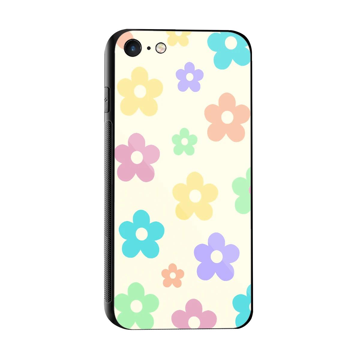 Floral Mosaic sleek iphone 8 cover with tempered glass back and TPU edges