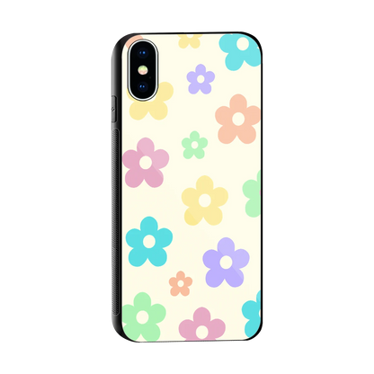 Floral Mosaic sleek iphone x cover with tempered glass back and TPU edges