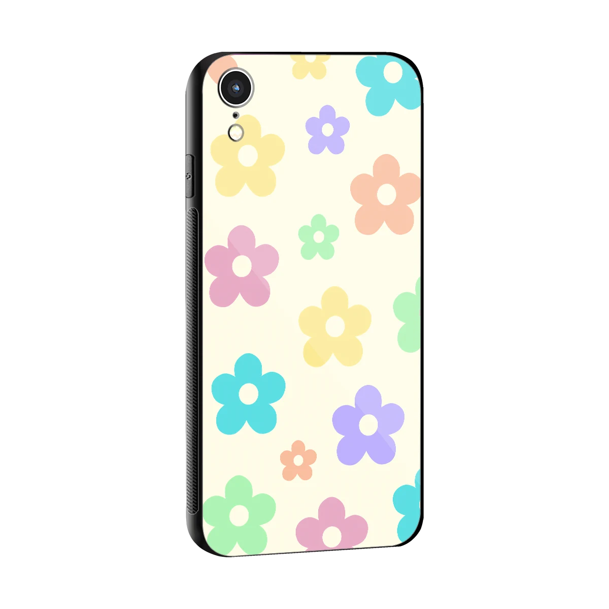 Floral Mosaic sleek iphone xr cover with tempered glass back and TPU edges