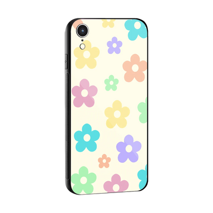 Floral Mosaic sleek iphone xr cover with tempered glass back and TPU edges