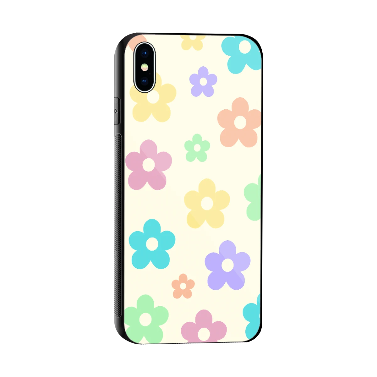 Floral Mosaic sleek iphone xs max cover with tempered glass back and TPU edges