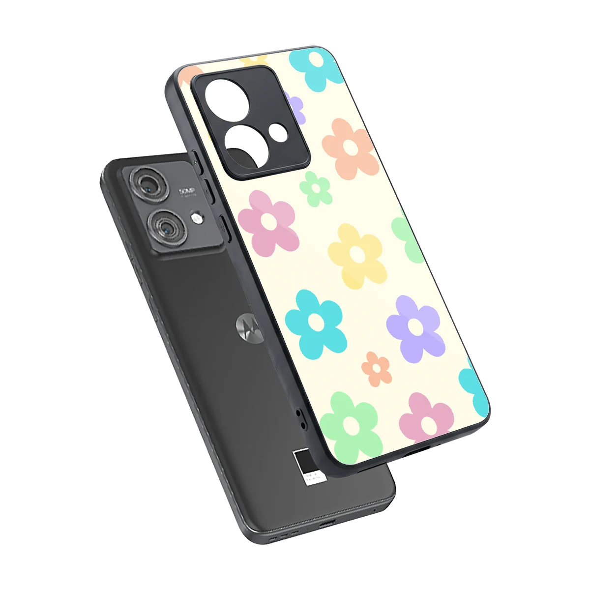 Floral Mosaic sleek motorola edge 40 neo 5g cover with tempered glass back and TPU edges