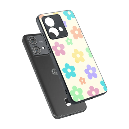 Floral Mosaic sleek motorola edge 40 neo 5g cover with tempered glass back and TPU edges