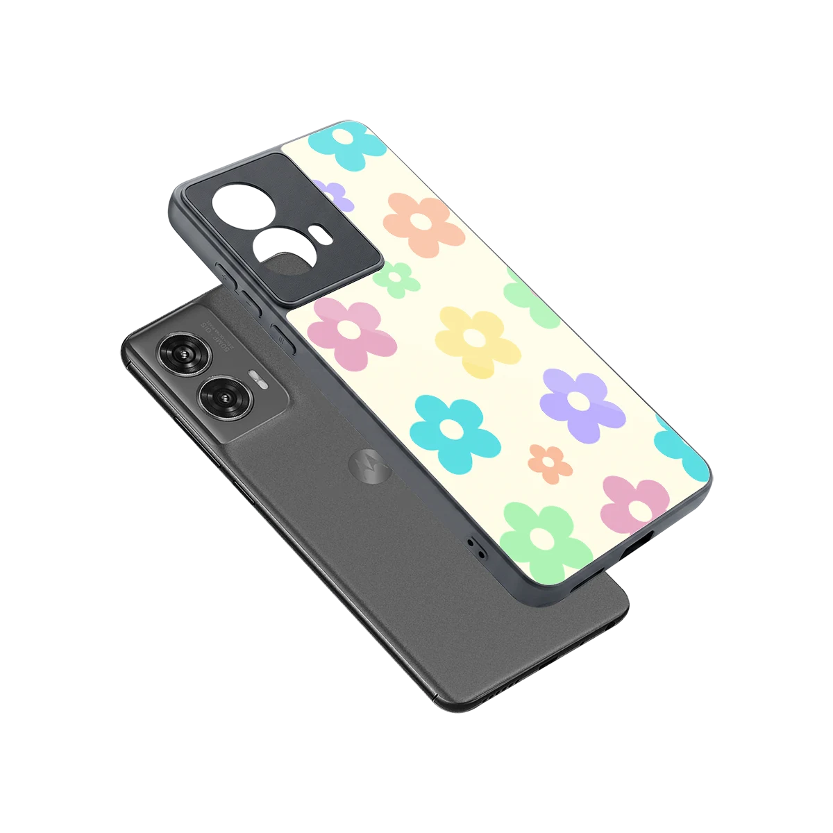 Floral Mosaic sleek motorola edge 50 fusion cover with tempered glass back and TPU edges