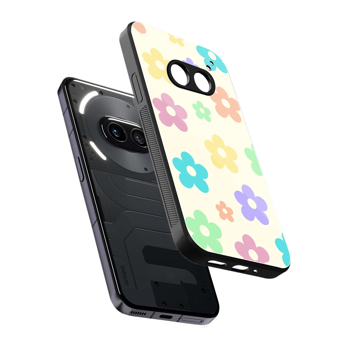 Floral Mosaic sleek nothing phone 2a cover with tempered glass back and TPU edges