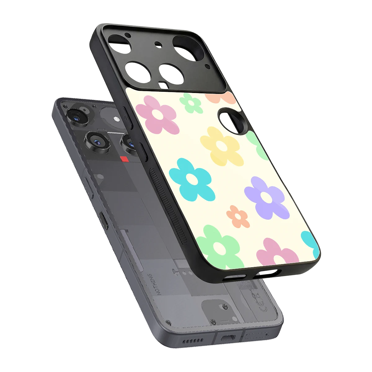 Floral Mosaic sleek nothing phone 3 cover with tempered glass back and TPU edges