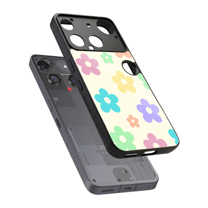 Floral Mosaic sleek nothing phone 3 cover with tempered glass back and TPU edges