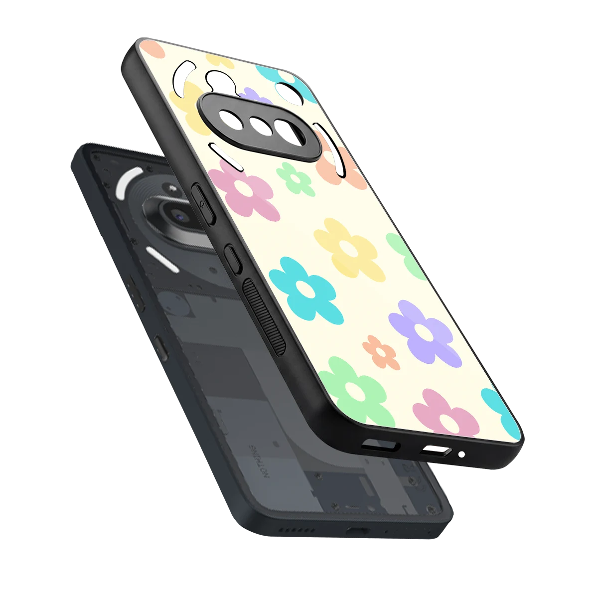 Floral Mosaic sleek nothing phone 3a cover with tempered glass back and TPU edges