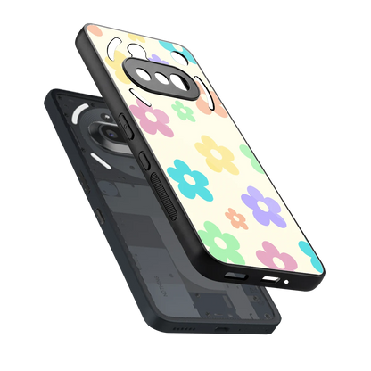 Floral Mosaic sleek nothing phone 3a cover with tempered glass back and TPU edges