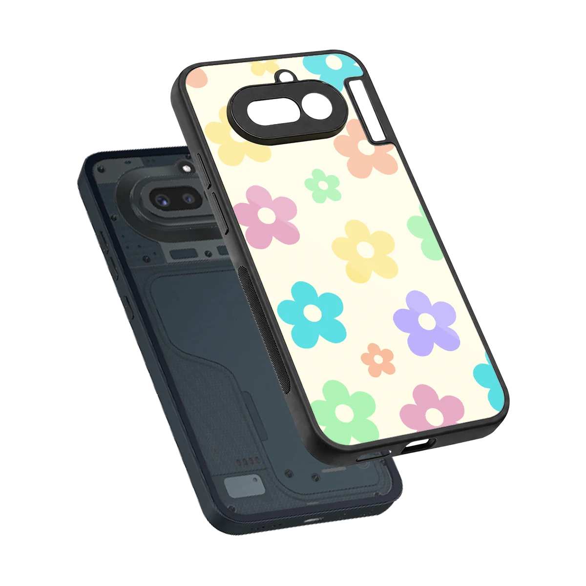 Floral Mosaic sleek nothing phone 4a cover with tempered glass back and TPU edges