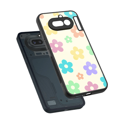 Floral Mosaic sleek nothing phone 4a cover with tempered glass back and TPU edges