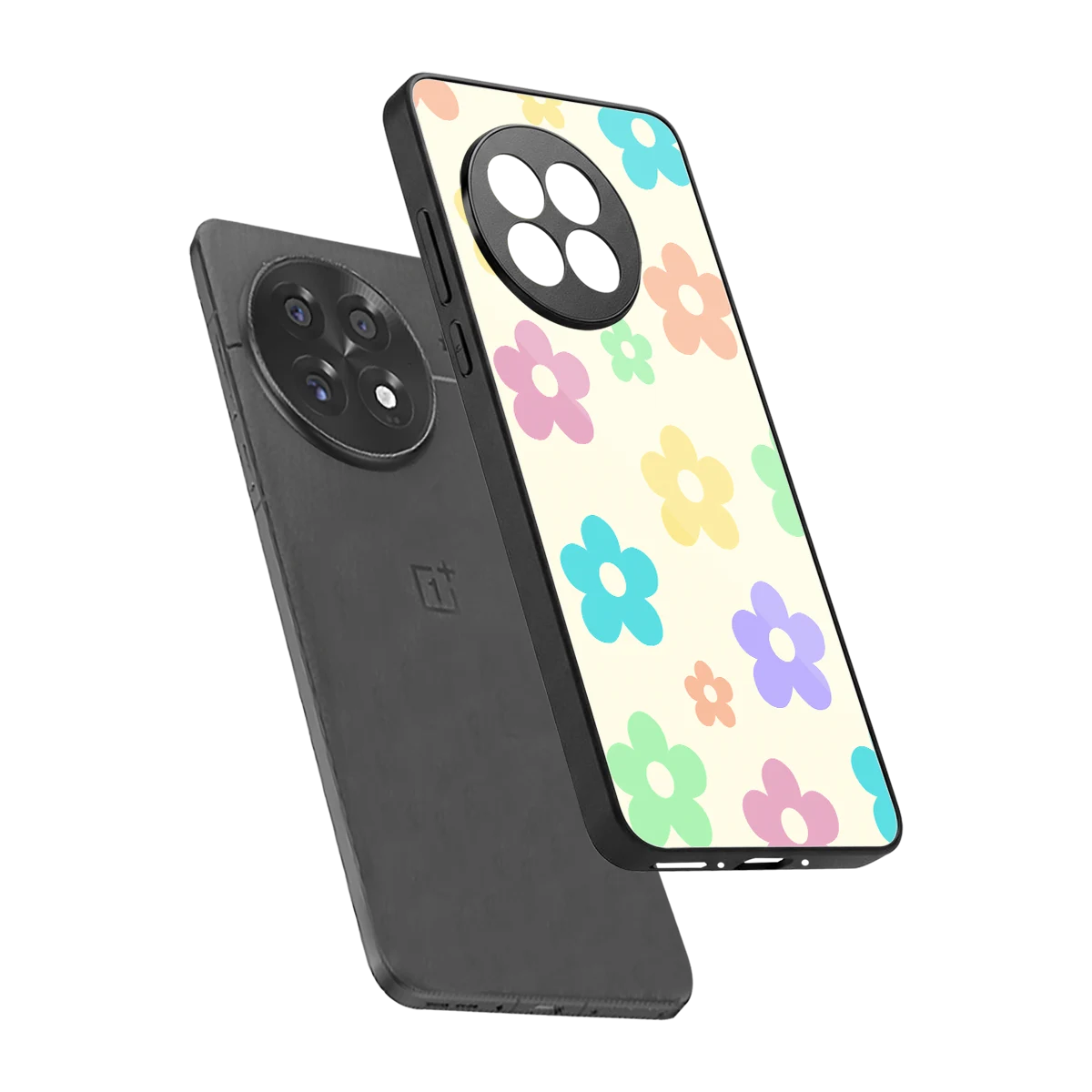 Floral Mosaic sleek oneplus 13r cover with tempered glass back and TPU edges