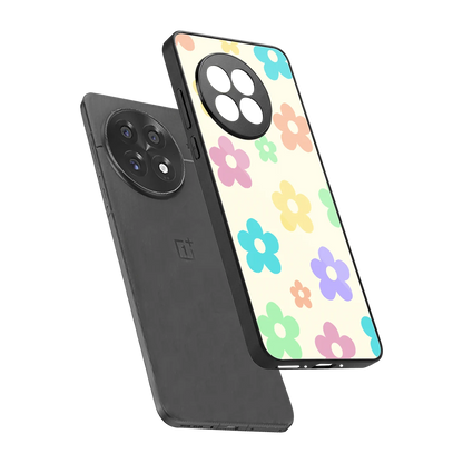Floral Mosaic sleek oneplus 13r cover with tempered glass back and TPU edges