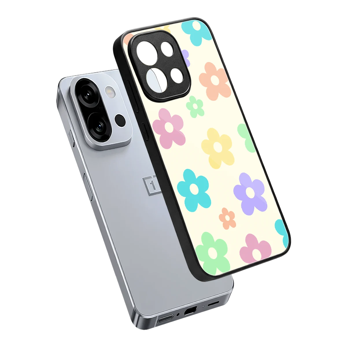 Floral Mosaic sleek oneplus 13s cover with tempered glass back and TPU edges
