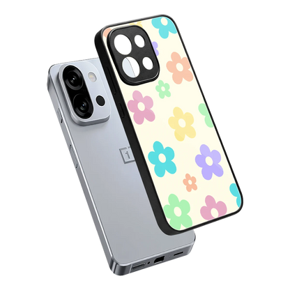 Floral Mosaic sleek oneplus 13s cover with tempered glass back and TPU edges