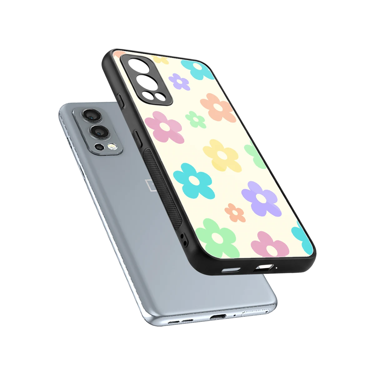 Floral Mosaic sleek oneplus nord 2 cover with tempered glass back and TPU edges