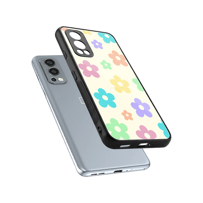 Floral Mosaic sleek oneplus nord 2 cover with tempered glass back and TPU edges