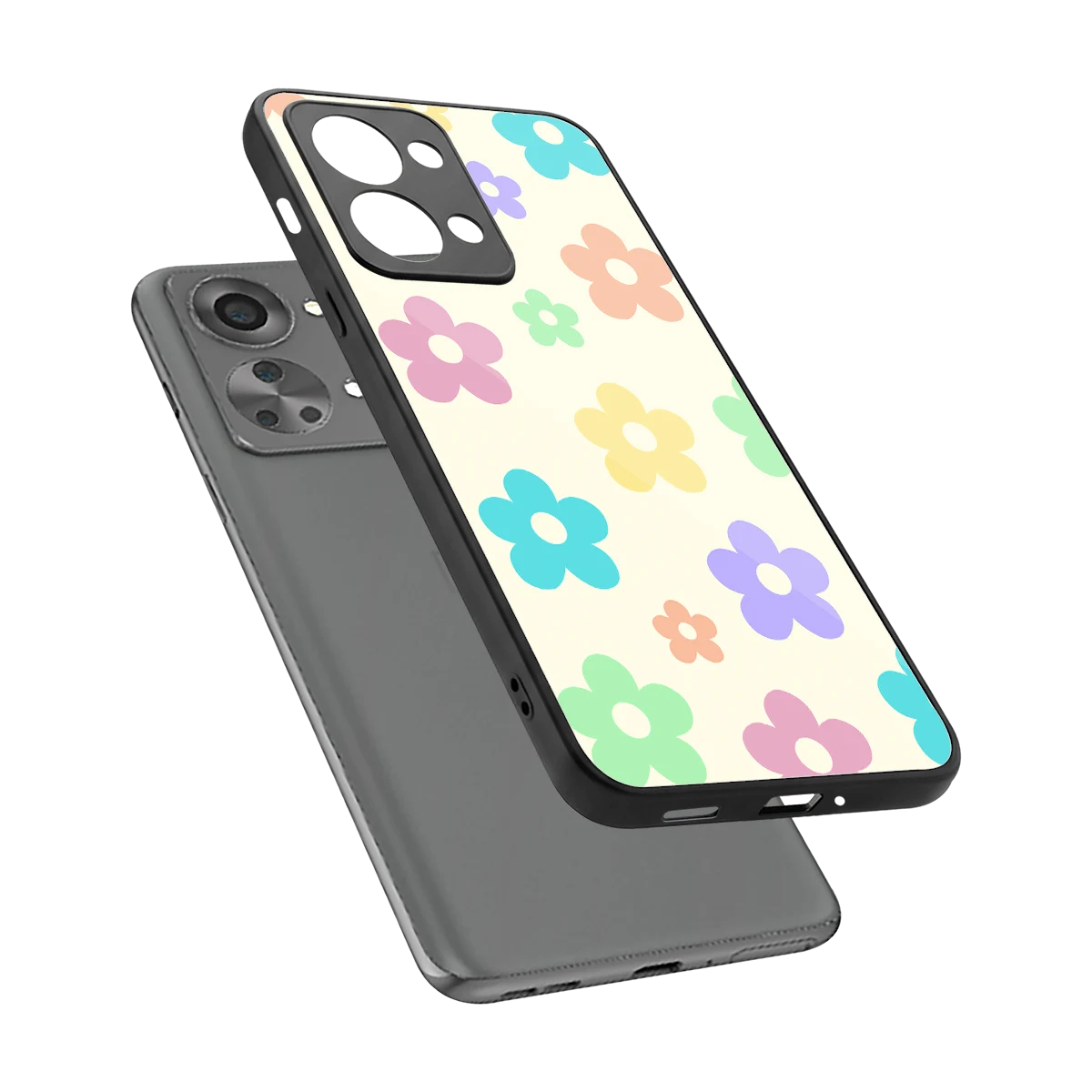 Floral Mosaic sleek oneplus nord 2t cover with tempered glass back and TPU edges