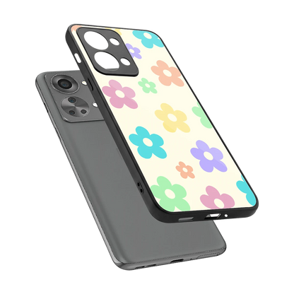Floral Mosaic sleek oneplus nord 2t cover with tempered glass back and TPU edges