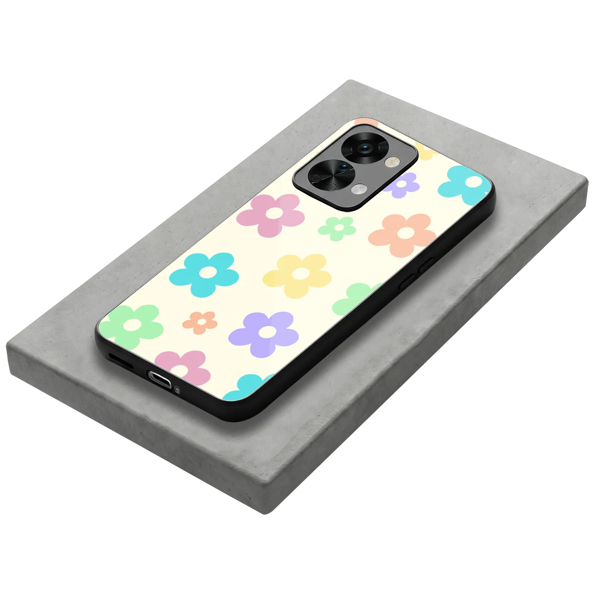 Floral Mosaic stylish phone case for oneplus nord 2t | glossy glass and slim fit