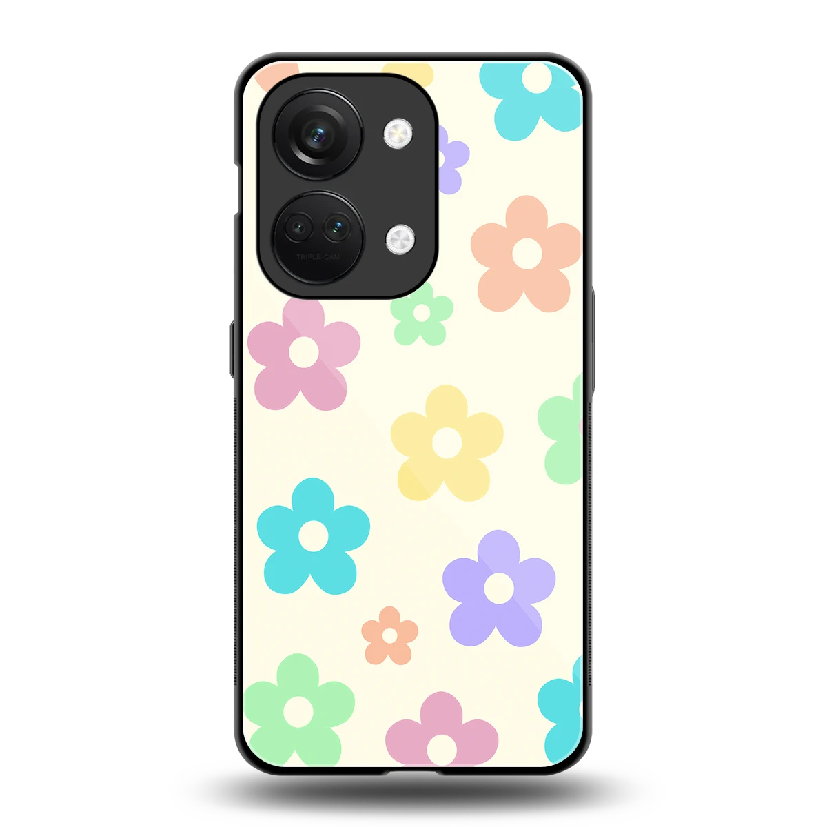 Floral Mosaic back phone cover | glass case for oneplus nord 3