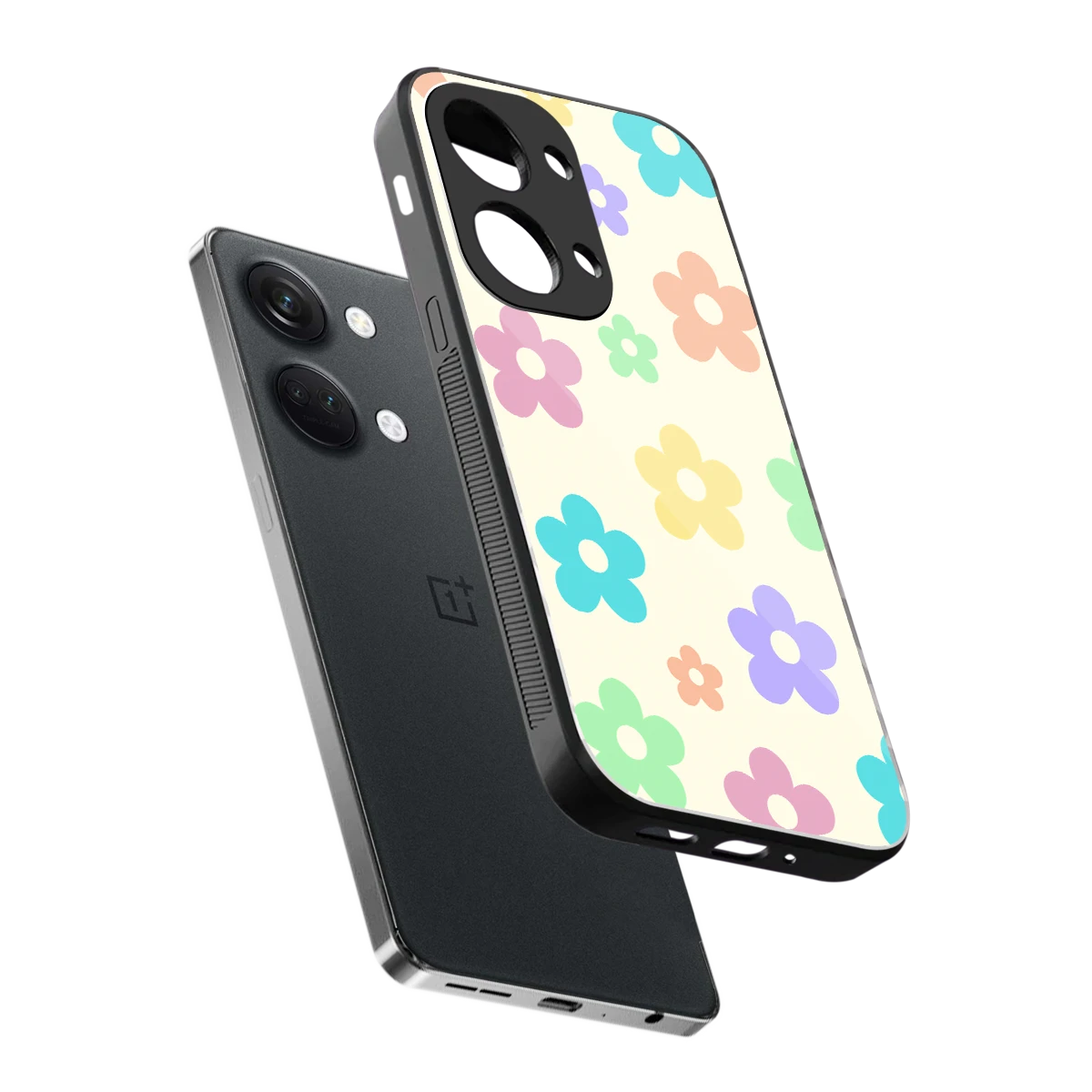Floral Mosaic sleek oneplus nord 3 cover with tempered glass back and TPU edges