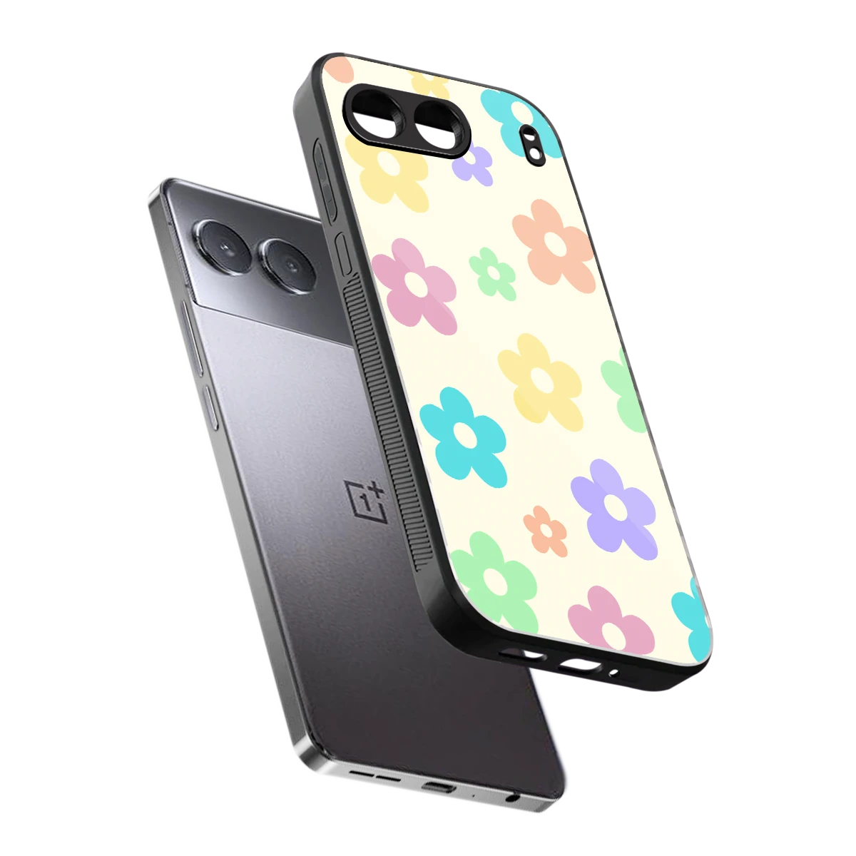 Floral Mosaic sleek oneplus nord 4 cover with tempered glass back and TPU edges