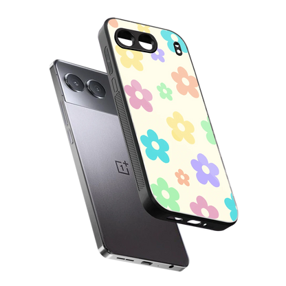 Floral Mosaic sleek oneplus nord 4 cover with tempered glass back and TPU edges