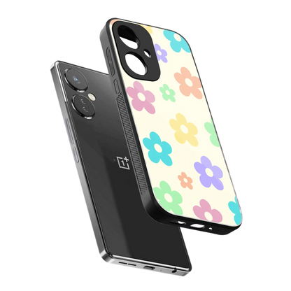 Floral Mosaic sleek oneplus nord ce 3 cover with tempered glass back and TPU edges