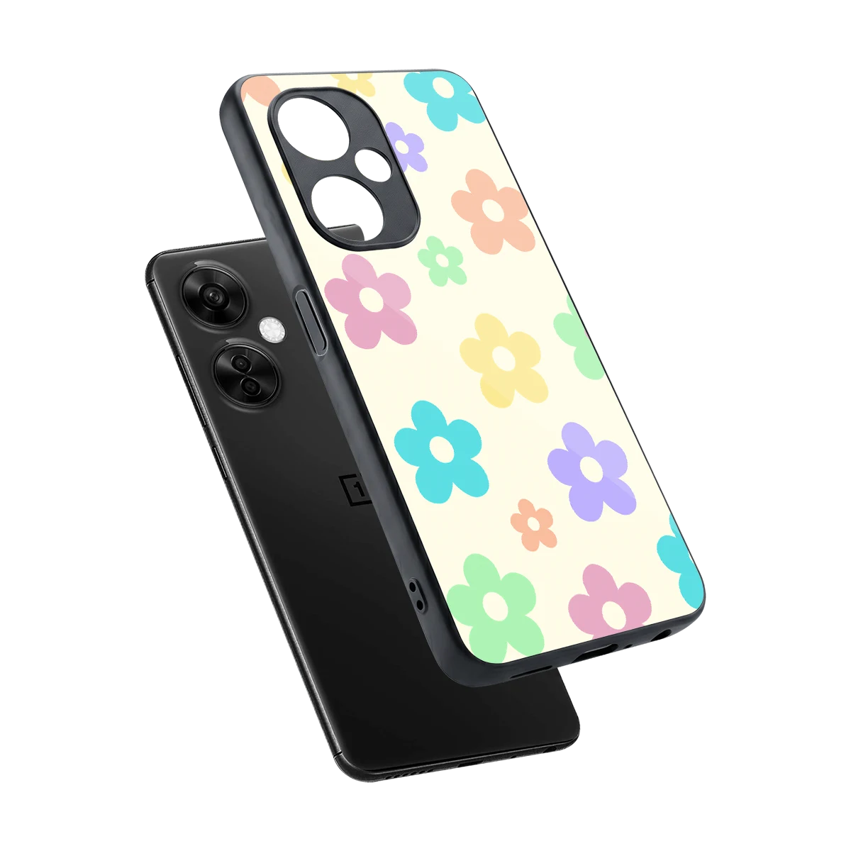 Floral Mosaic sleek oneplus nord ce 3 lite cover with tempered glass back and TPU edges