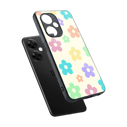 Floral Mosaic sleek oneplus nord ce 3 lite cover with tempered glass back and TPU edges