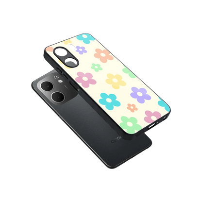 Floral Mosaic sleek oppo a5x 5g cover with tempered glass back and TPU edges