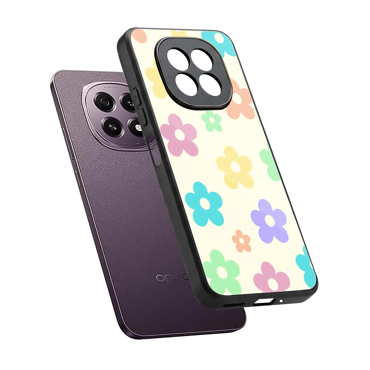 Floral Mosaic sleek oppo f29 5g cover with tempered glass back and TPU edges