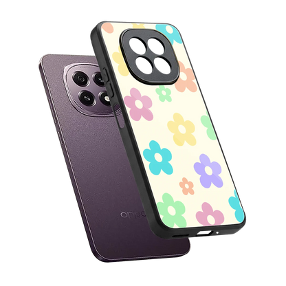 Floral Mosaic sleek oppo f29 5g cover with tempered glass back and TPU edges