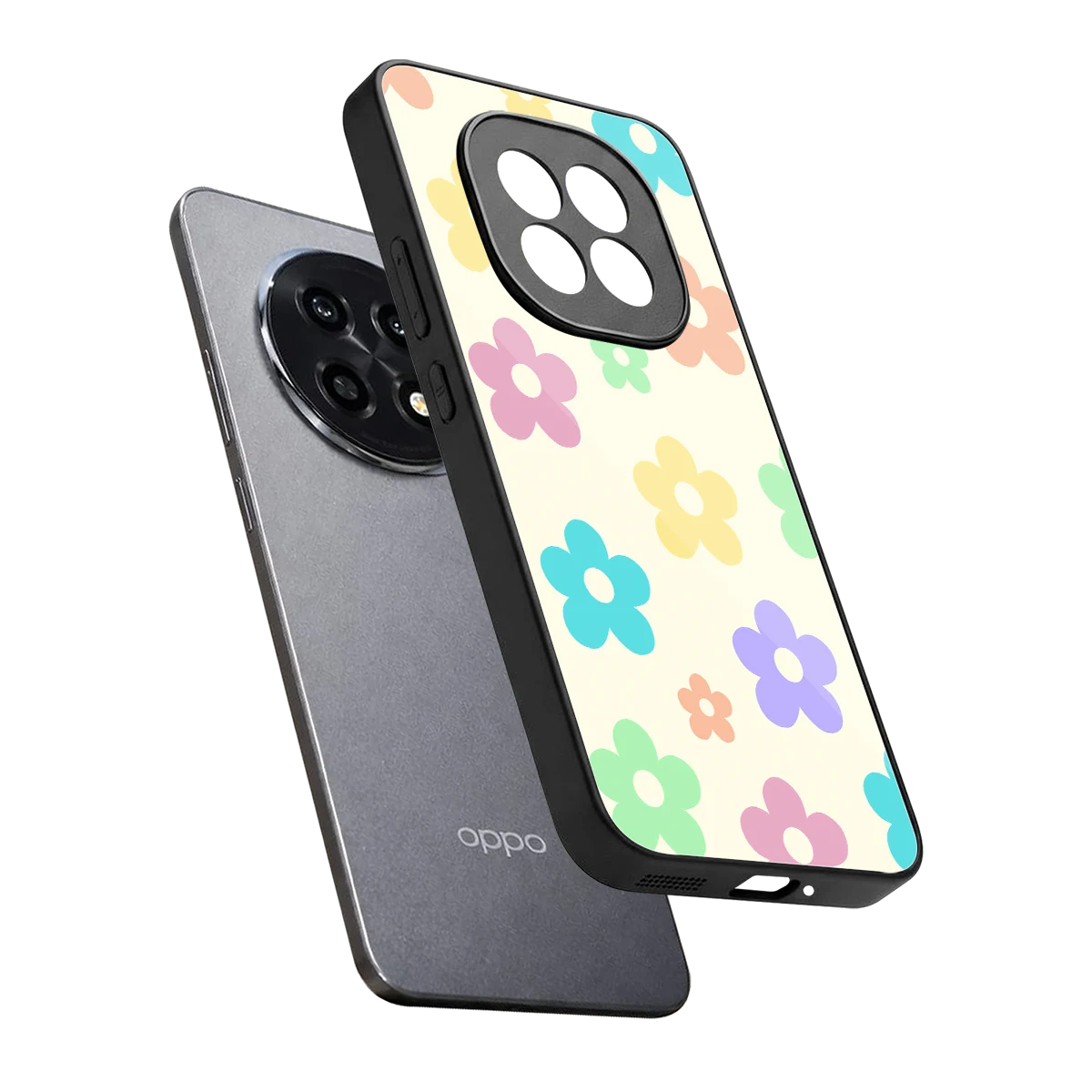Floral Mosaic sleek oppo f29 pro 5g cover with tempered glass back and TPU edges