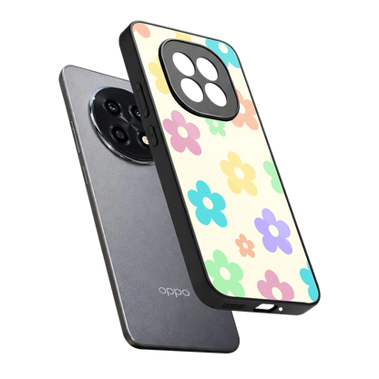 Floral Mosaic sleek oppo f29 pro 5g cover with tempered glass back and TPU edges
