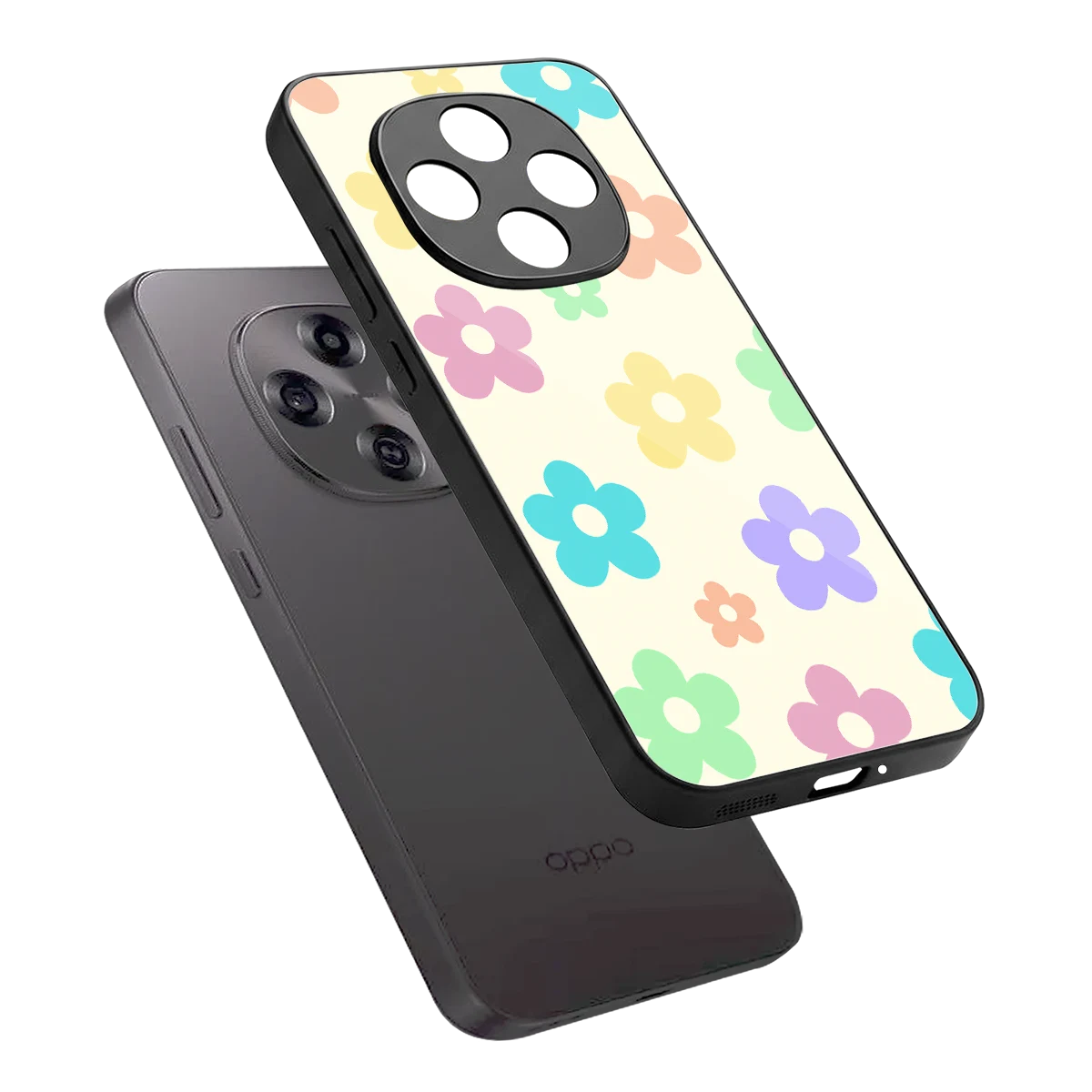 Floral Mosaic sleek oppo f31 pro 5g cover with tempered glass back and TPU edges