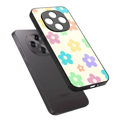 Floral Mosaic sleek oppo f31 pro 5g cover with tempered glass back and TPU edges