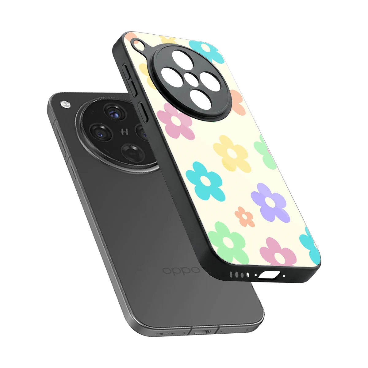 Floral Mosaic sleek oppo find x8 cover with tempered glass back and TPU edges