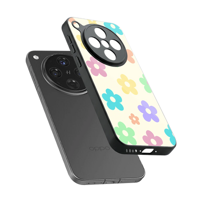 Floral Mosaic sleek oppo find x8 cover with tempered glass back and TPU edges