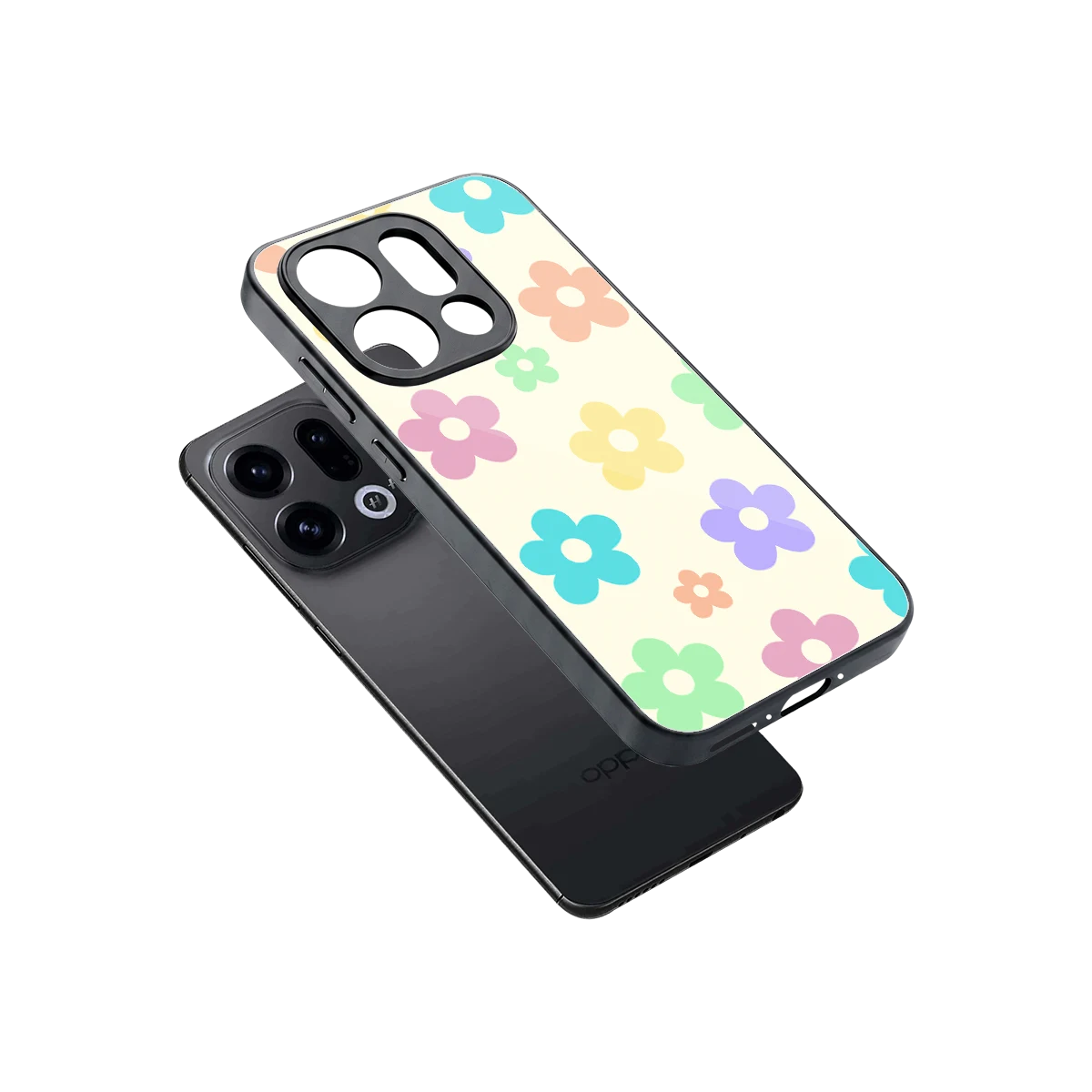 Floral Mosaic sleek oppo find x9 cover with tempered glass back and TPU edges