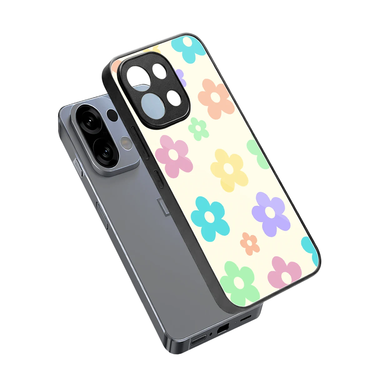 Floral Mosaic sleek oppo k13 5g cover with tempered glass back and TPU edges