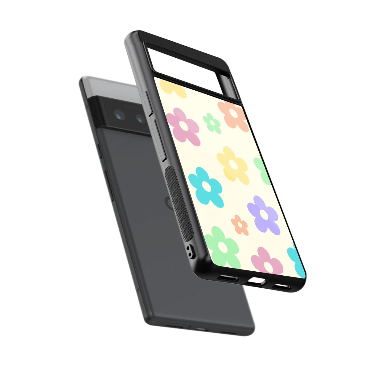 Floral Mosaic sleek google pixel 6 pro cover with tempered glass back and TPU edges