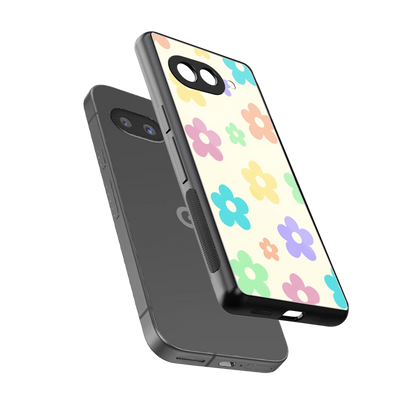 Floral Mosaic sleek google pixel 9a cover with tempered glass back and TPU edges