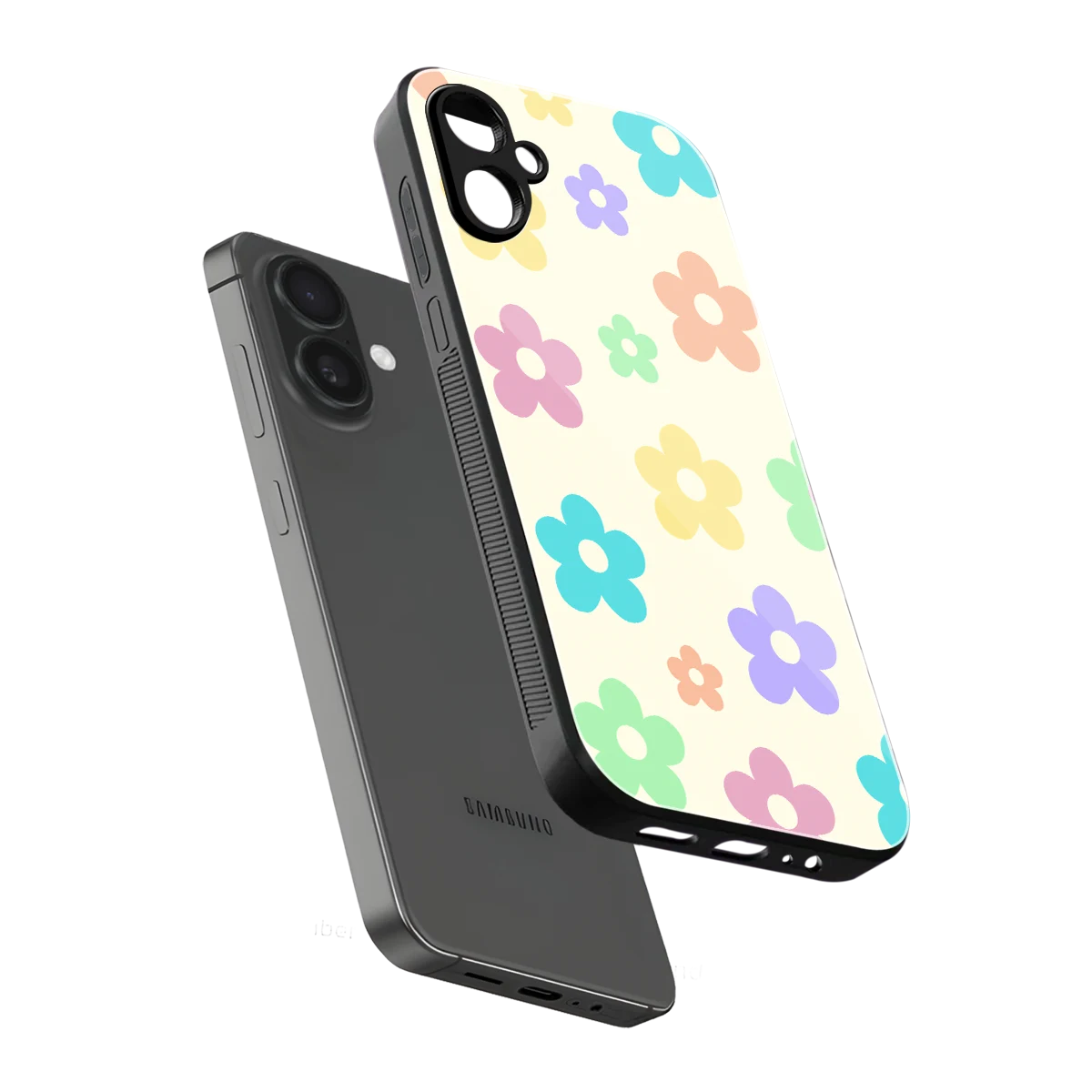 Floral Mosaic sleek samsung galaxy a06 5g cover with tempered glass back and TPU edges