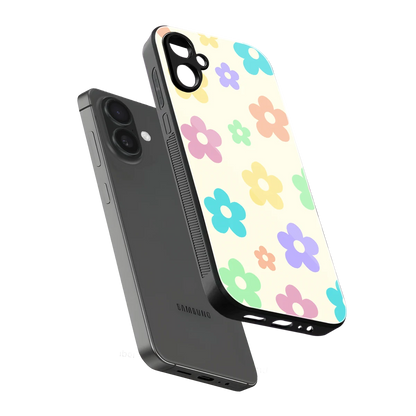 Floral Mosaic sleek samsung galaxy a06 5g cover with tempered glass back and TPU edges