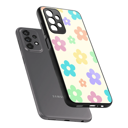 Floral Mosaic sleek samsung galaxy a23 cover with tempered glass back and TPU edges