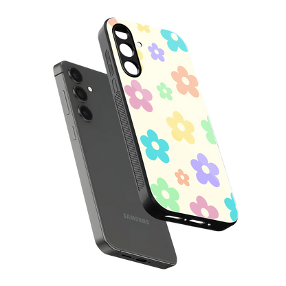 Floral Mosaic sleek samsung galaxy a55 5g cover with tempered glass back and TPU edges
